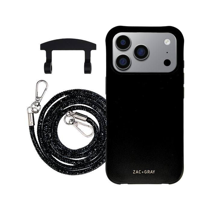 iPhone 17 Pro Max MIDNIGHT BLACK CASE + CRYSTAL CORD
