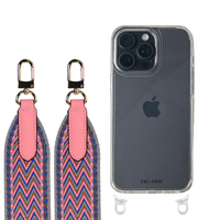 iPhone 16 Pro CRYSTAL CLEAR TRANSPARENT CASE + PATTERNED STRAP