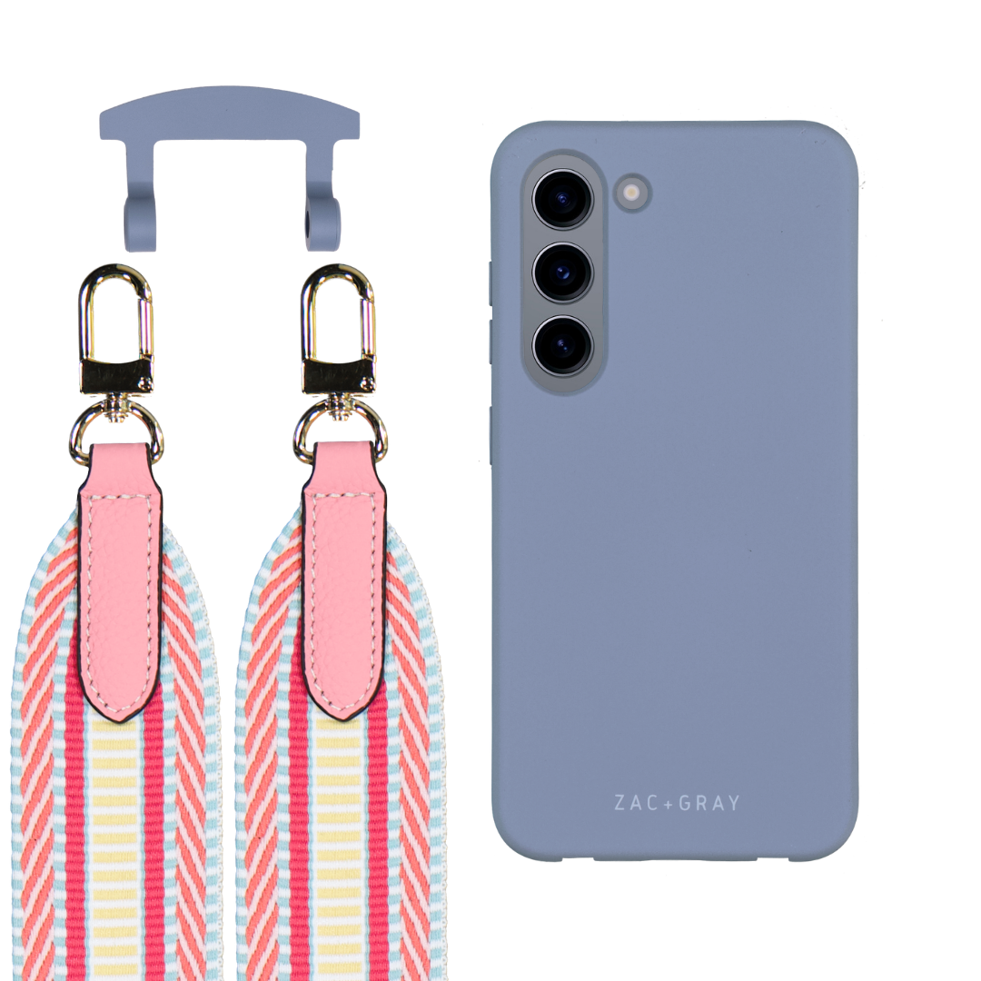 Samsung S23 BLUE FOG CASE + PATTERNED STRAP