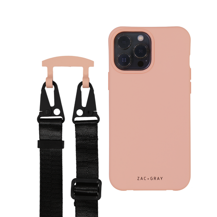 iPhone 6S+/7+/8+ SUNSET CORAL CASE + MIDNIGHT BLACK STRAP