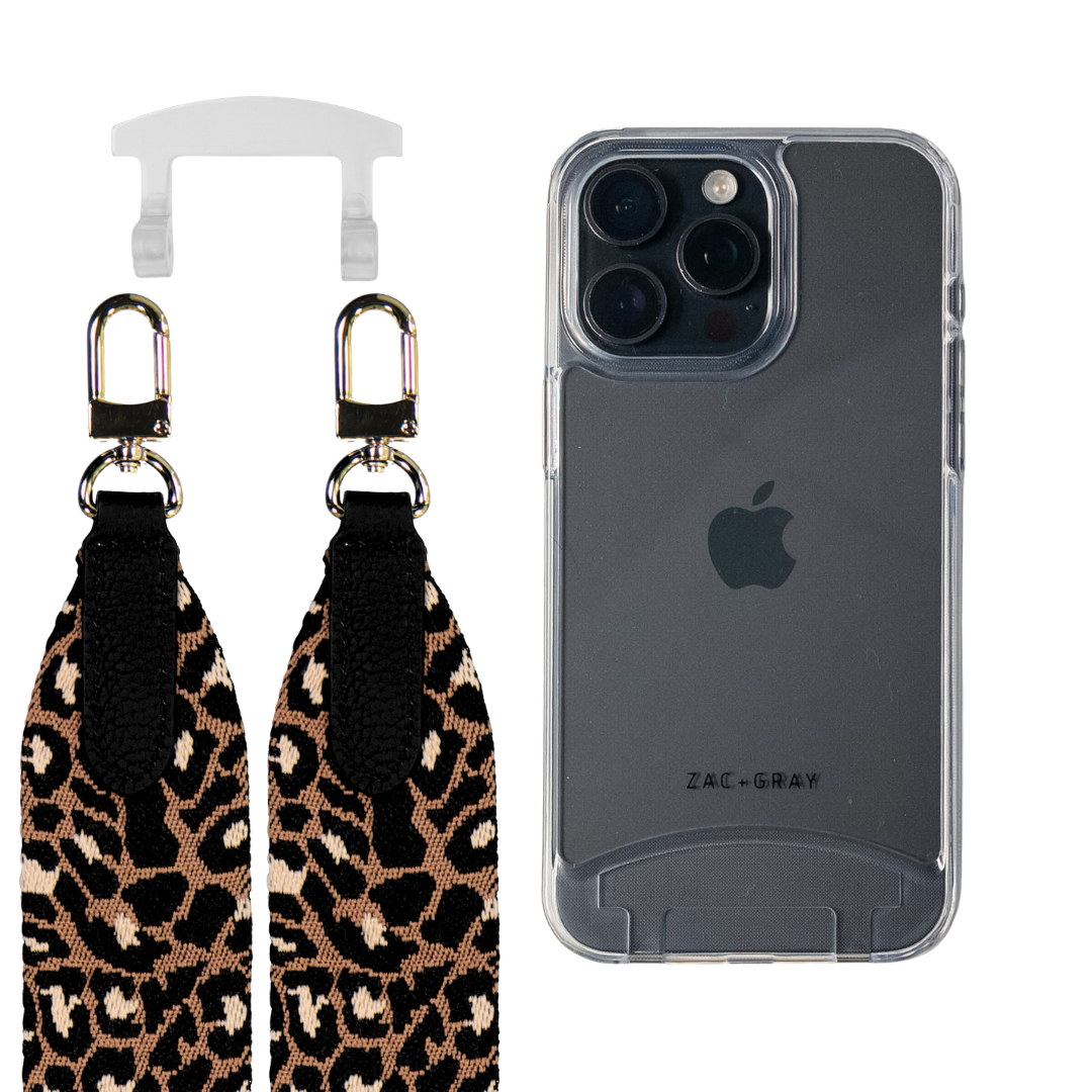 iPhone 16 Plus TRANSPARENT CASE + PATTERNED STRAP