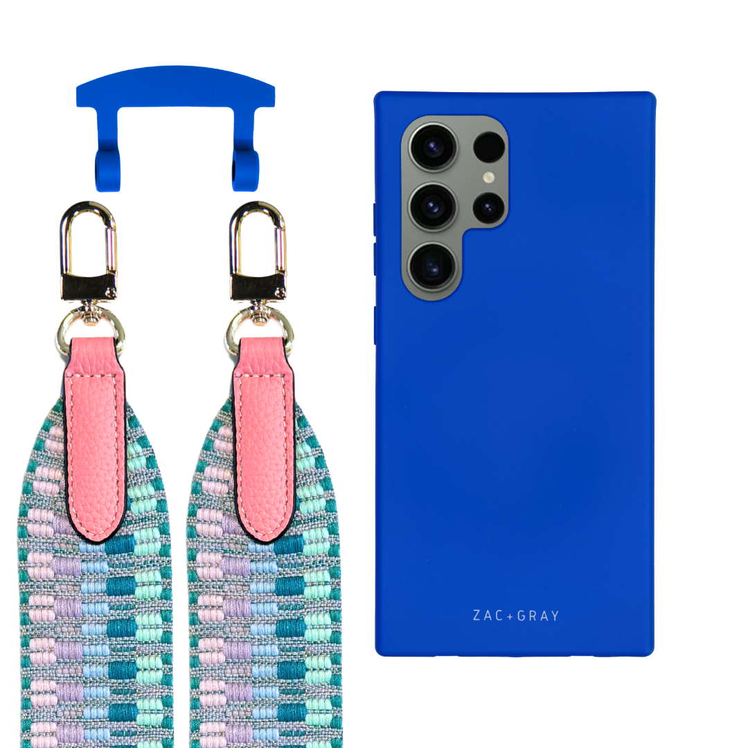 Samsung S25 Ultra COBALT BLUE CASE + PATTERNED STRAP