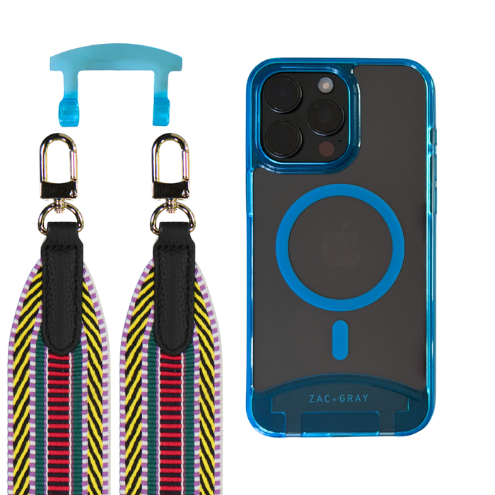 iPhone 16 Plus AQUAMARINE TRANSPARENT CASE + PATTERNED STRAP