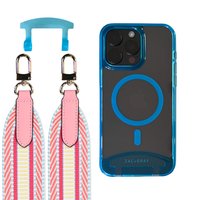 iPhone 15 Pro Max AQUAMARINE TRANSPARENT CASE + PATTERNED STRAP