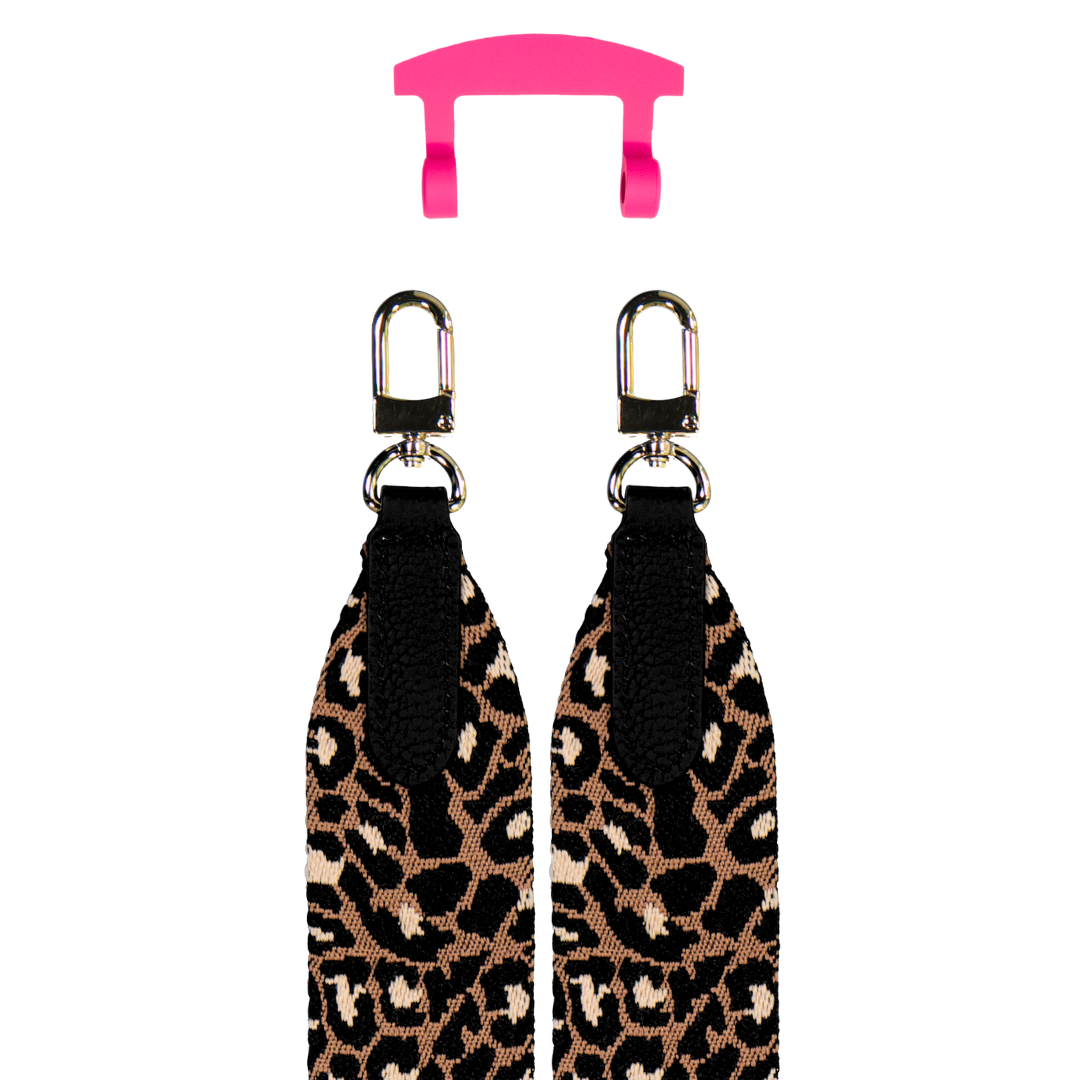 PATTERNED STRAP + HOT PINK HOOK