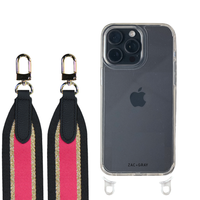 iPhone 16 Pro CRYSTAL CLEAR TRANSPARENT CASE + PATTERNED STRAP