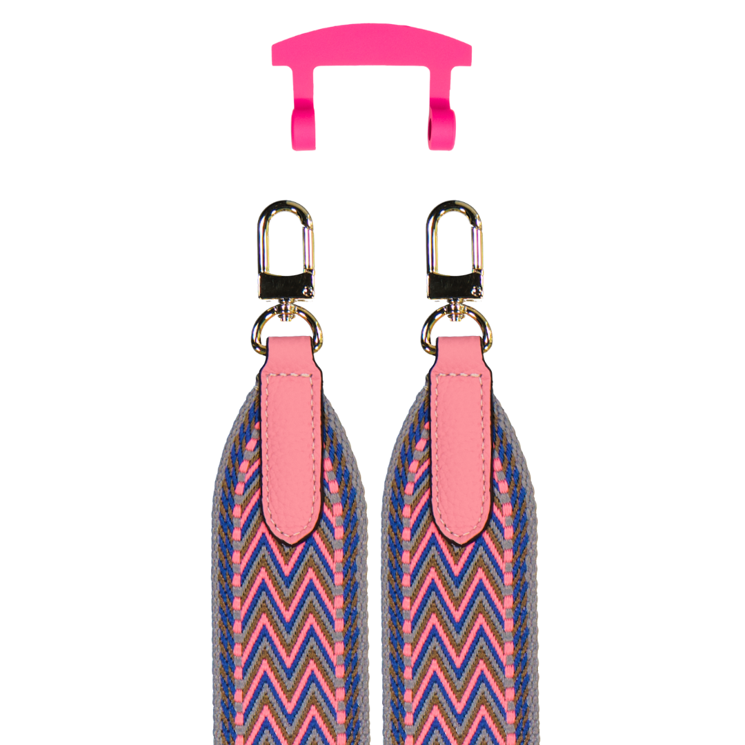 PATTERNED STRAP + HOT PINK HOOK
