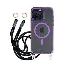 iPhone 14 Plus and 15 Plus LAVENDER TRANSPARENT CASE + KNOTTED CORD