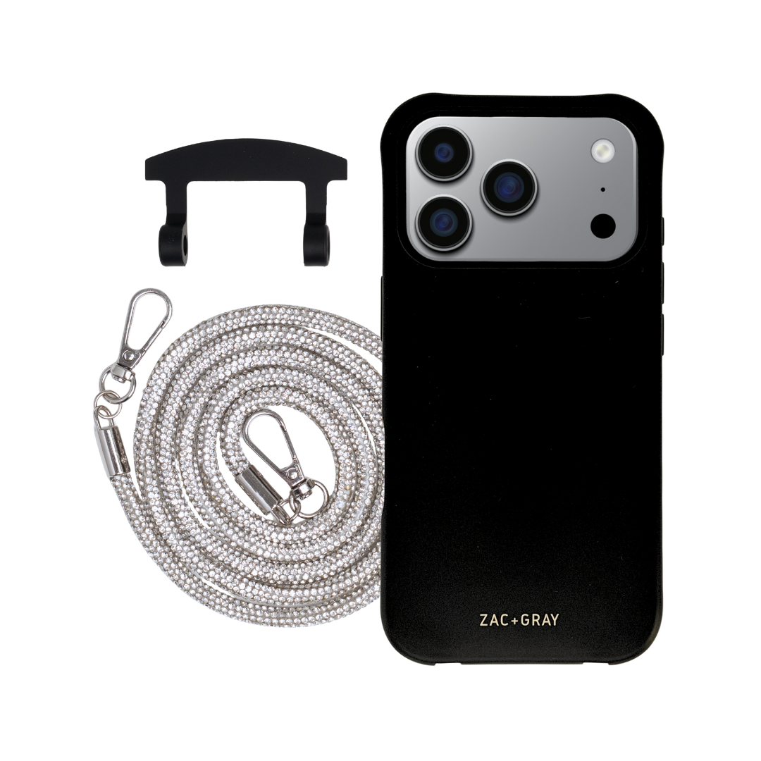 iPhone 17 Pro MIDNIGHT BLACK CASE + CRYSTAL CORD