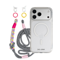 CRYSTAL CLEAR TRANSPARENT CASE WITH ELECTRIC BLOOM KNOTTED CORD - MAGSAFE