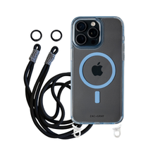 iPhone 16 Pro Max SKY BLUE TRANSPARENT CASE + KNOTTED CORD