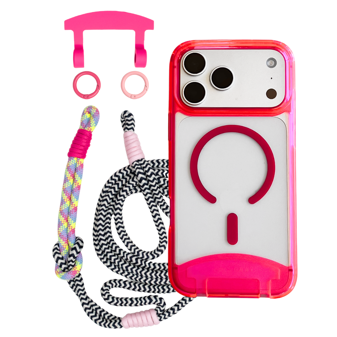 HOT PINK TRANSPARENT CASE WITH CORD - MAGSAFE