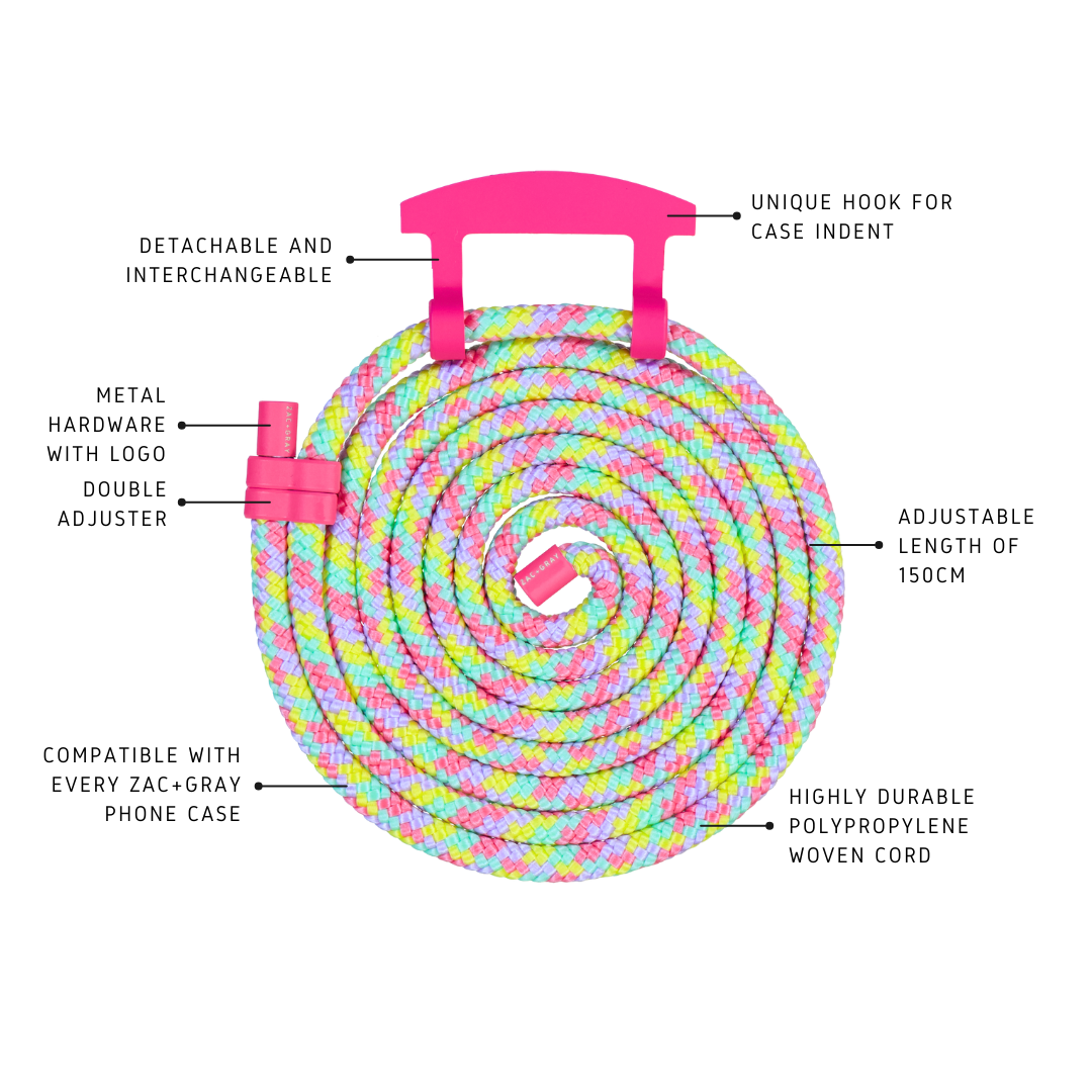 a diagram of a colorful rope with instructions on how to use it