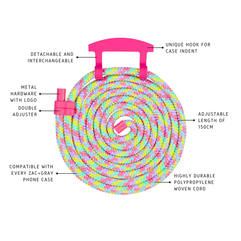 a diagram of a colorful rope with instructions on how to use it