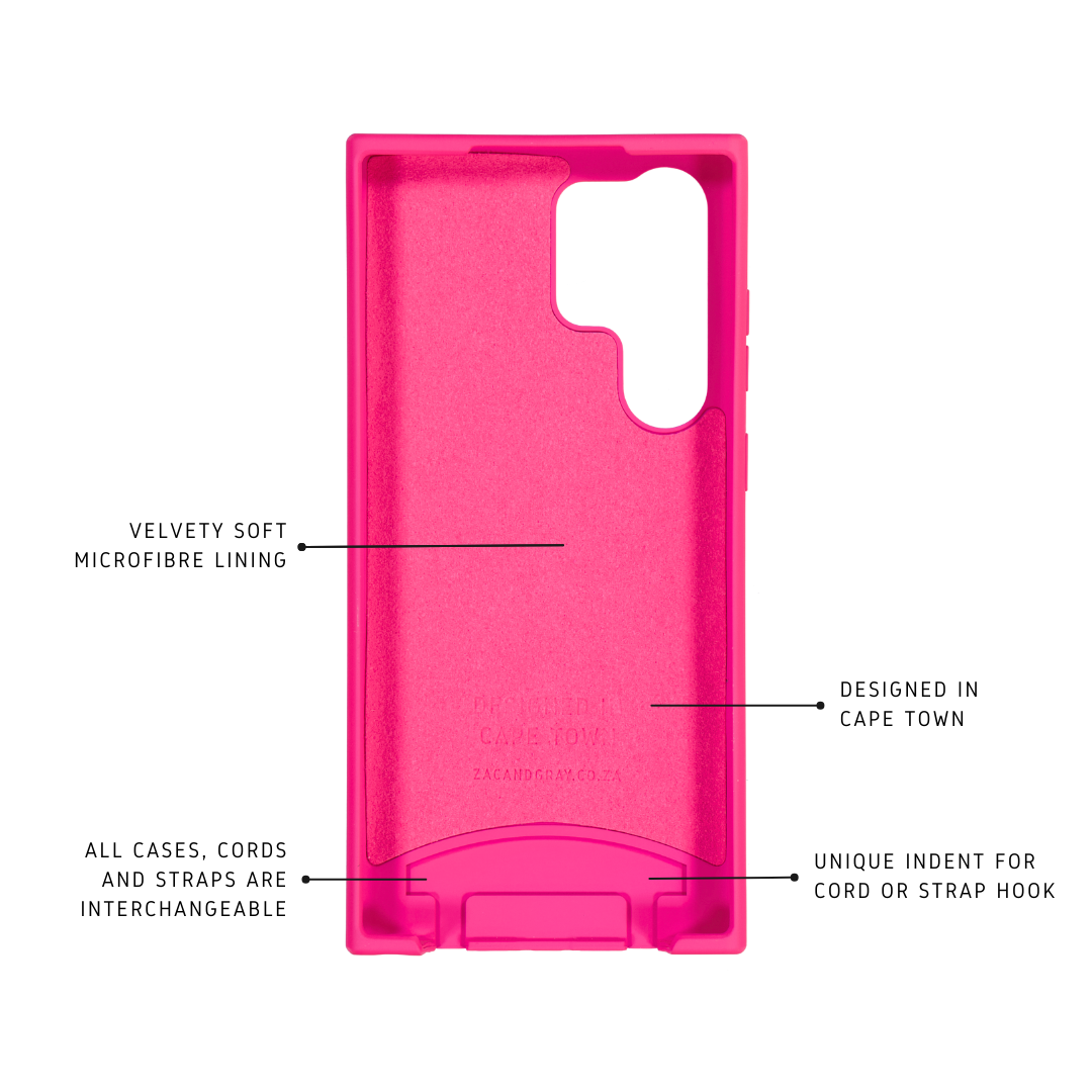 the parts of a pink case for a cell phone