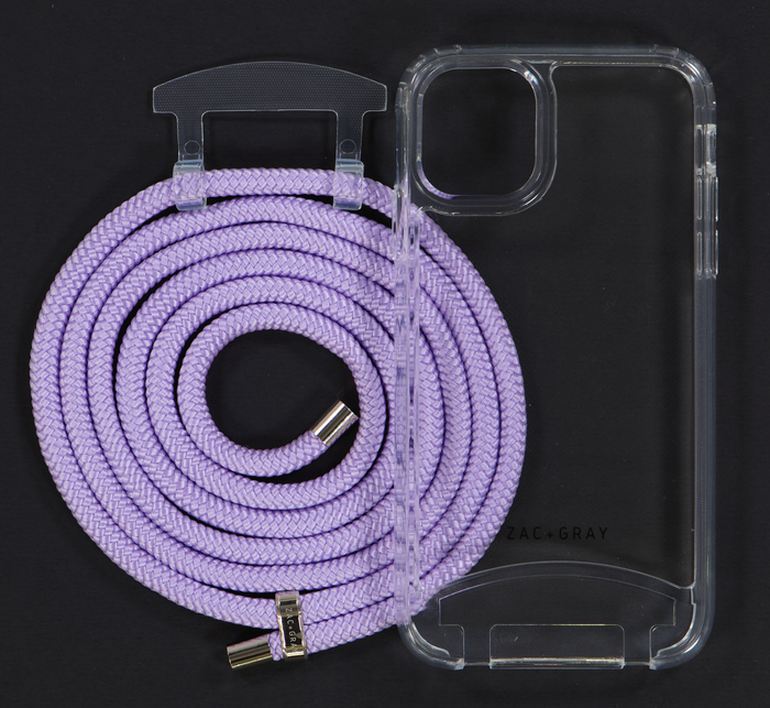 iPhone 11 Pro Max TRANSPARENT CASE + LAVENDER CORD