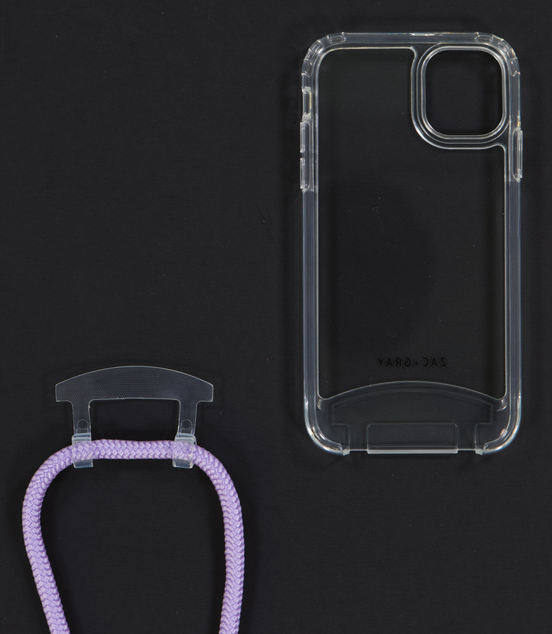 iPhone 11 Pro Max TRANSPARENT CASE + LAVENDER CORD
