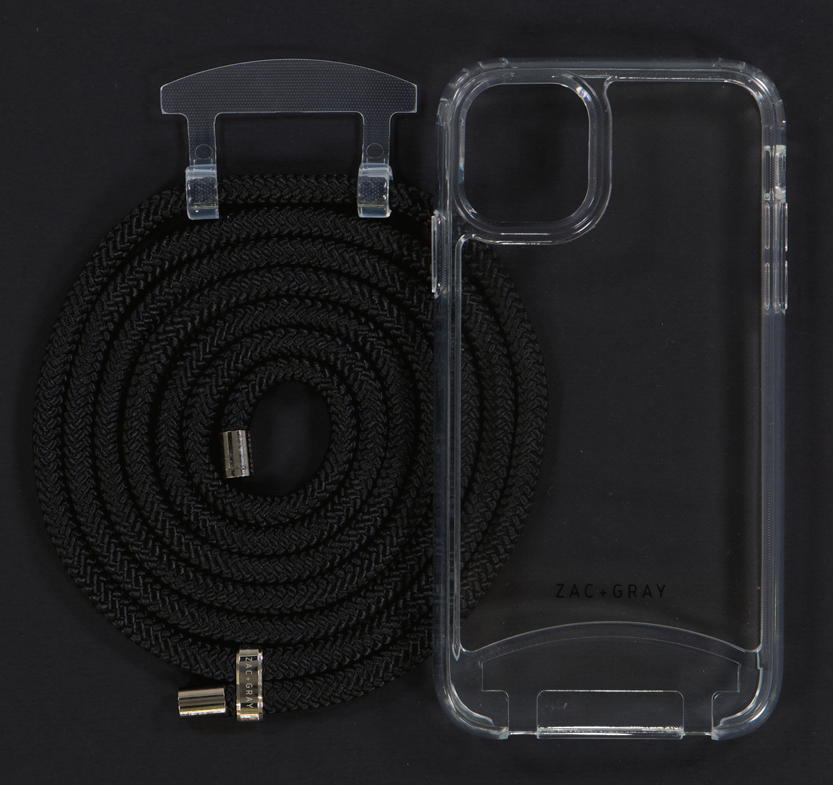 iPhone 11 Pro Max TRANSPARENT CASE + MIDNIGHT BLACK CORD