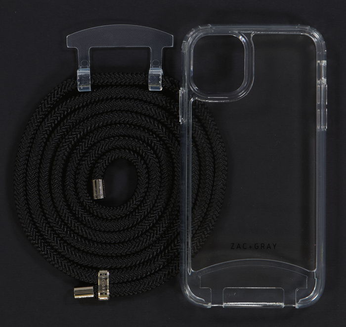 iPhone 11 Pro Max TRANSPARENT CASE + MIDNIGHT BLACK CORD