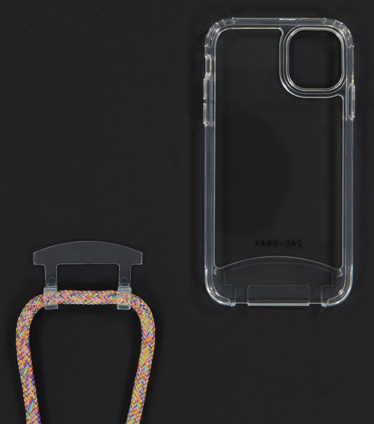 iPhone 11 TRANSPARENT CASE + RAINBOW CORD