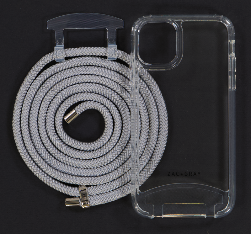 iPhone 11 Pro TRANSPARENT CASE + SILVER STORM CORD