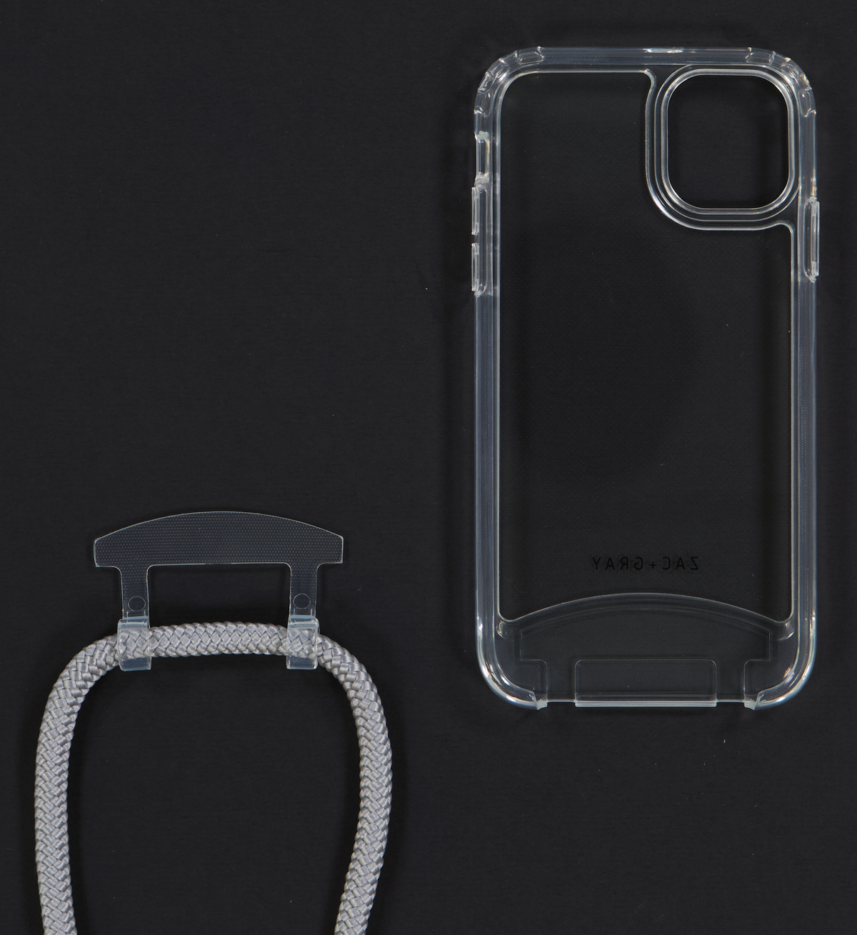 iPhone 11 Pro Max TRANSPARENT CASE + SILVER STORM CORD