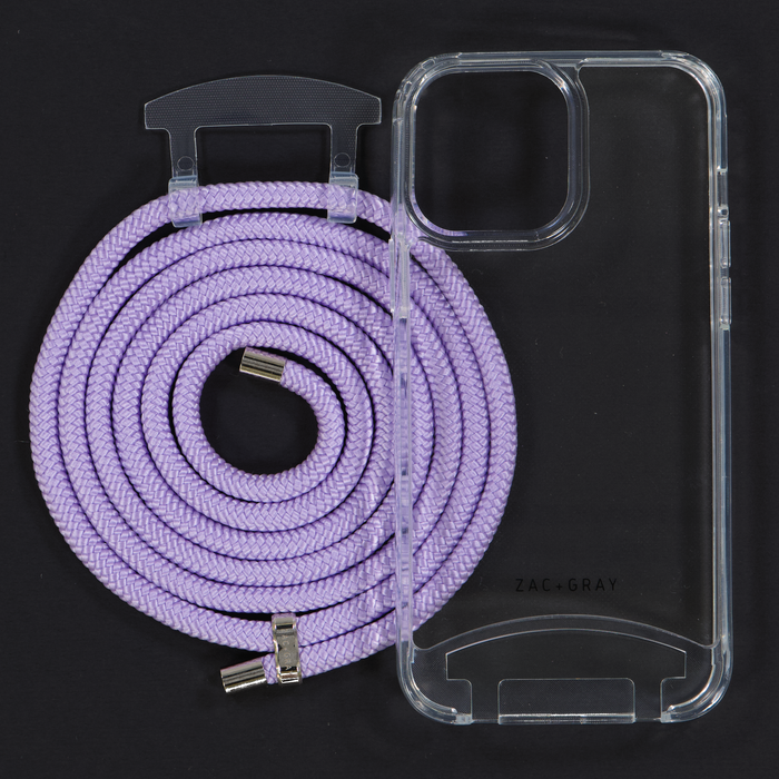 iPhone 13 Pro Max TRANSPARENT CASE + LAVENDER CORD