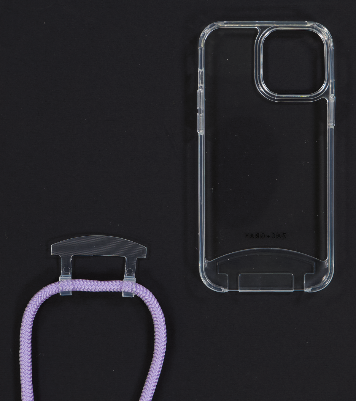 iPhone 13 Pro Max TRANSPARENT CASE + LAVENDER CORD