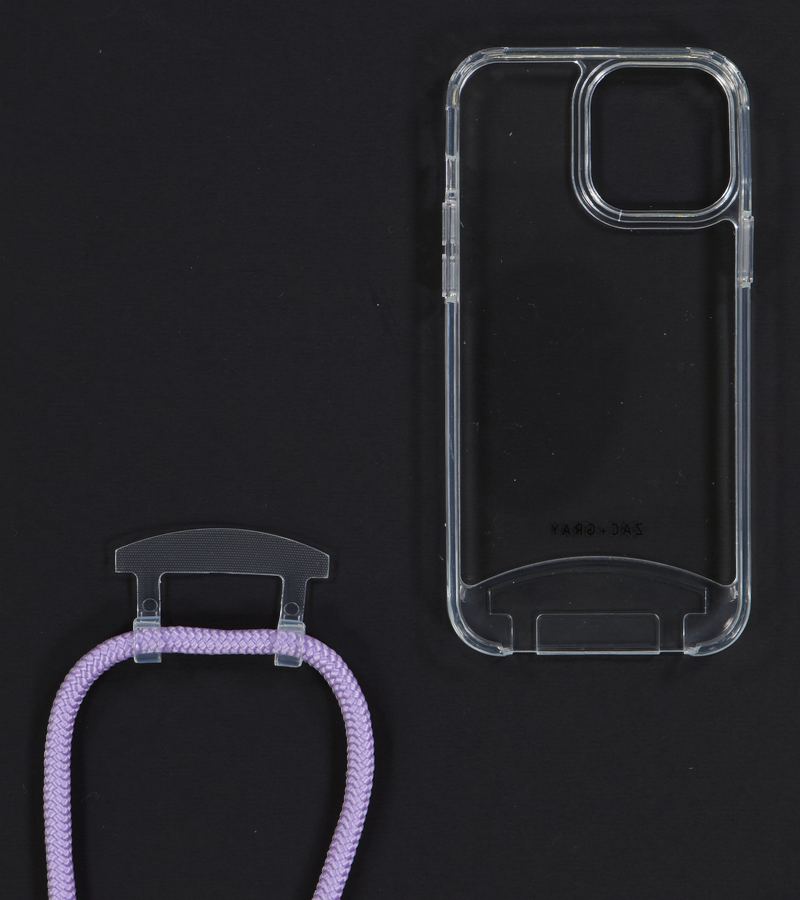 iPhone 13 Pro Max TRANSPARENT CASE + LAVENDER CORD