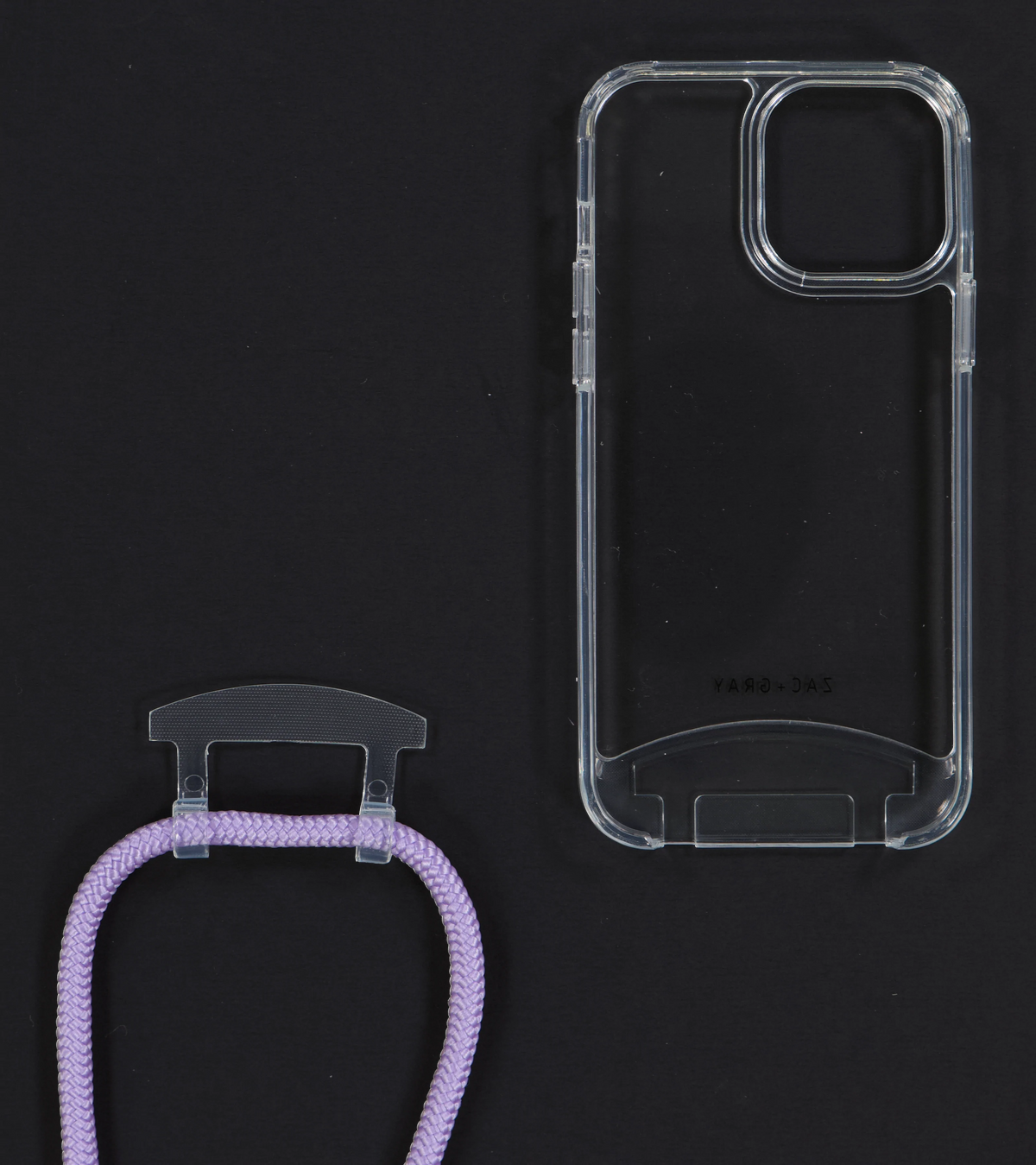 iPhone 13 Mini TRANSPARENT CASE + LAVENDER CORD