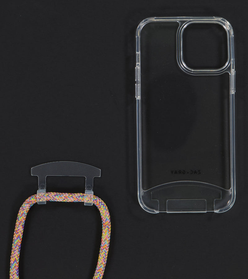 iPhone 13 Mini TRANSPARENT CASE + RAINBOW CORD