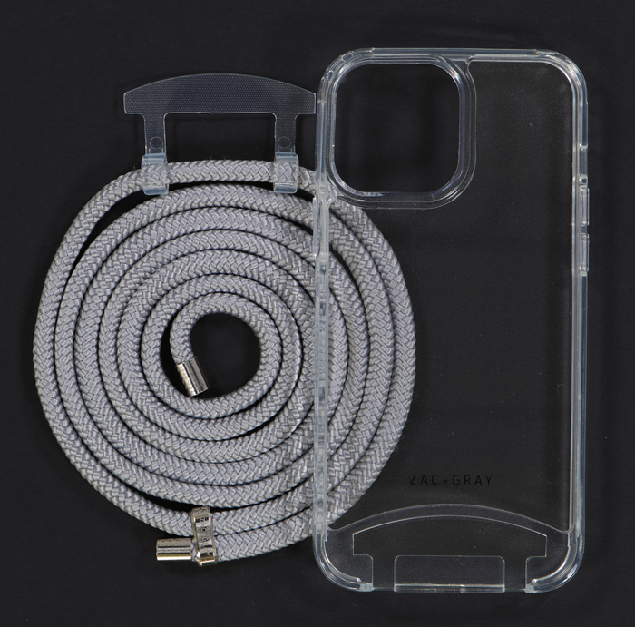 iPhone 12 Pro Max TRANSPARENT CASE + SILVER STORM CORD