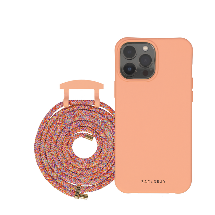 iPhone 11 Pro Max SUNSET CORAL CASE + RAINBOW RED CORD