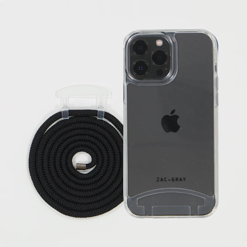 iPhone 13 Mini TRANSPARENT CASE + MIDNIGHT BLACK CORD