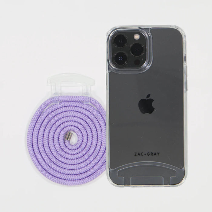 iPhone 13 Mini TRANSPARENT CASE + LAVENDER CORD