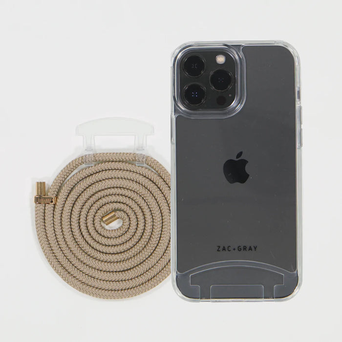 iPhone 13 Mini TRANSPARENT CASE + BEACH BRONZE CORD