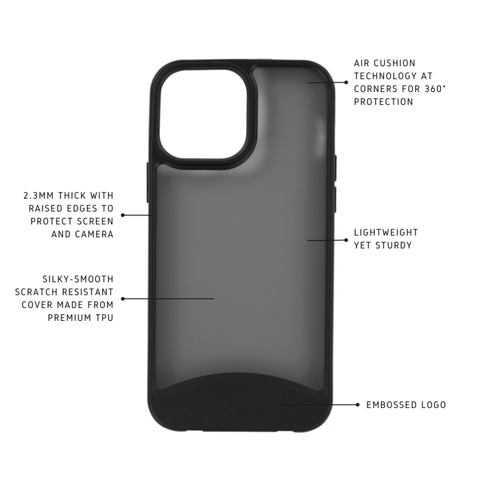 iPhone 12 and iPhone 12 Pro MIDNIGHT BLACK CASE - FROSTED