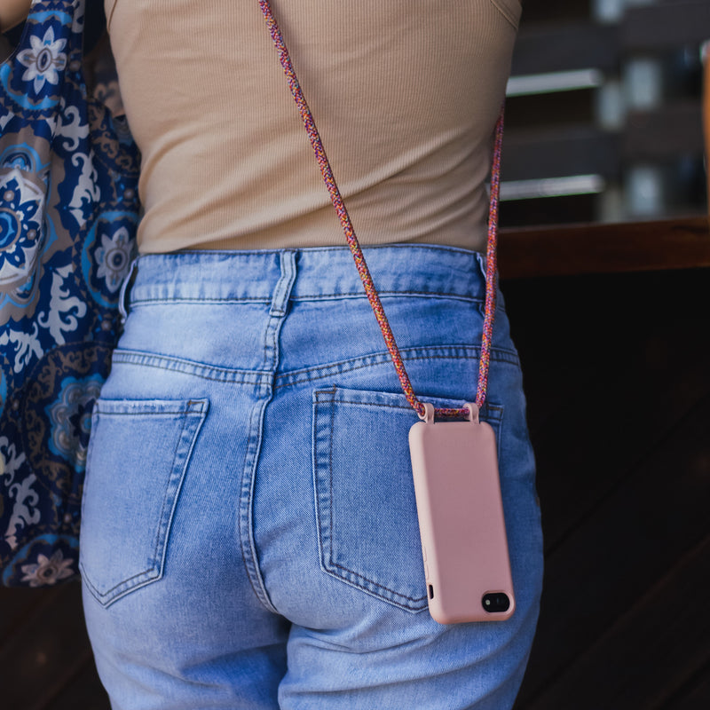 iPhone 12 mini ROSÉ PINK CASE + RAINBOW RED CORD