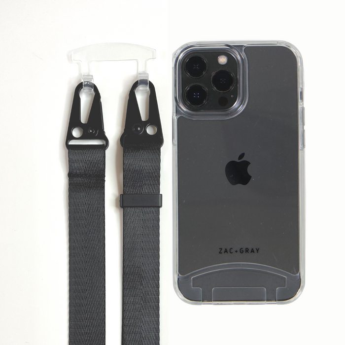 iPhone 14 Plus TRANSPARENT CASE + MIDNIGHT BLACK STRAP