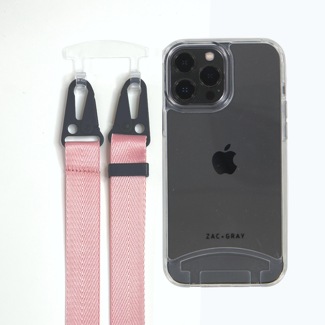 iPhone 11 Pro Max TRANSPARENT CASE + ROSÉ PINK STRAP